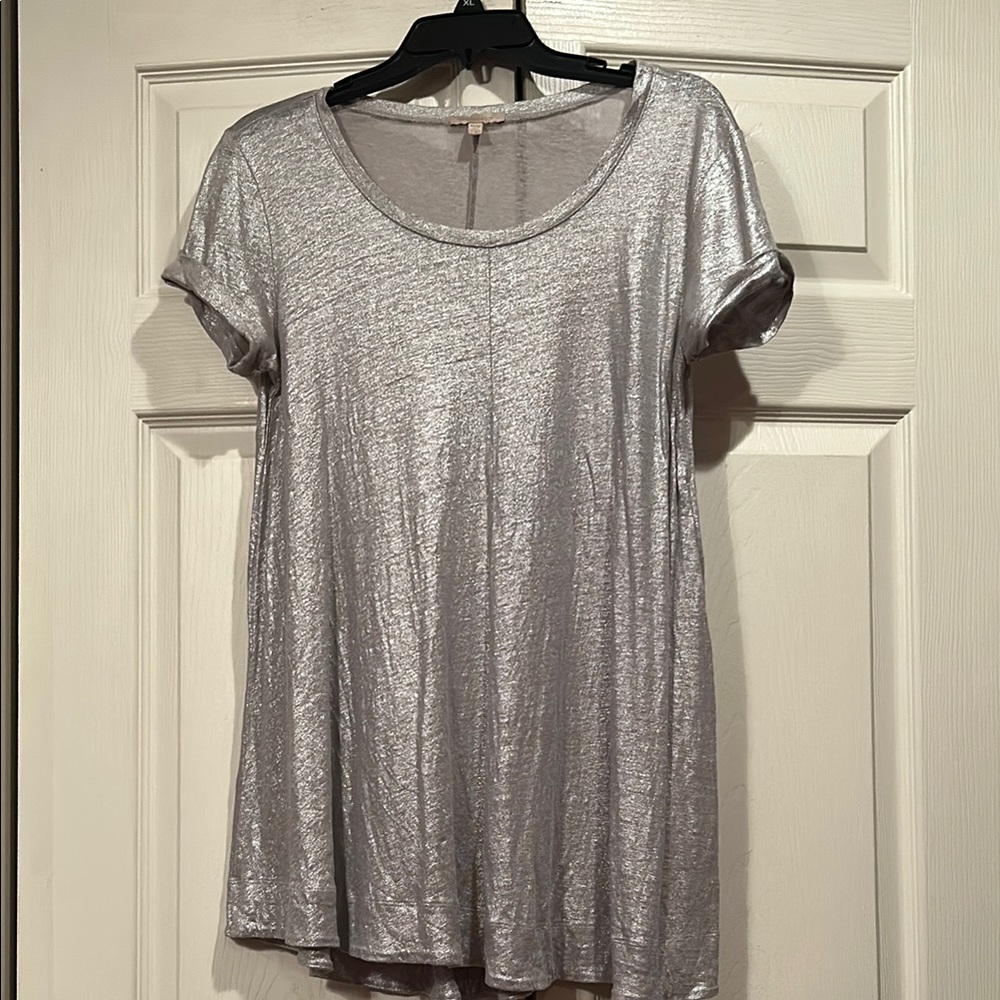 Bordeaux XS - Silver Short Sleeve Linen Dress